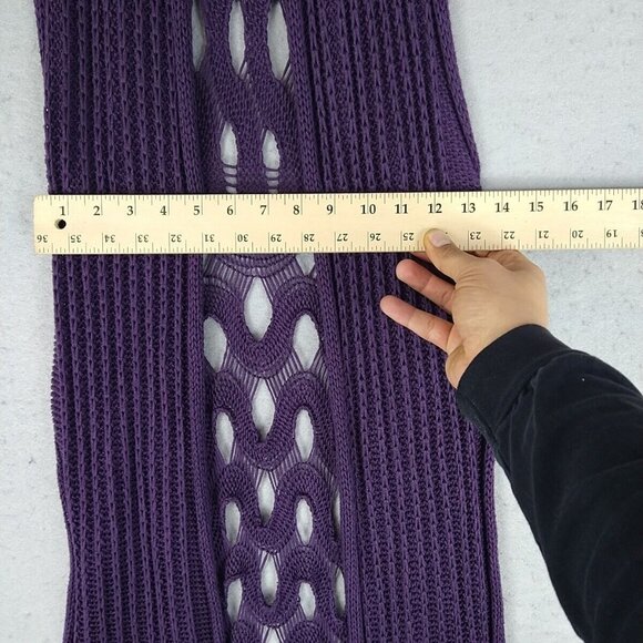 BCBGMAXAZRIA Long Open Sweater Womens M Plum Bohemian Textured Knit Layering - Picture 3 of 6